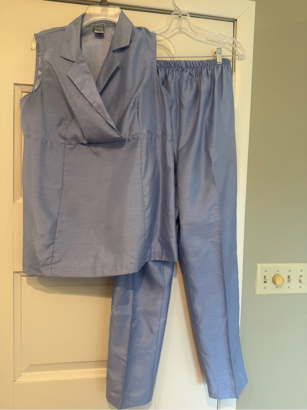 Take Nine Maternity 2 Piece Sleeveless Pantsuit Medium Periwinkle Blue Lightwght